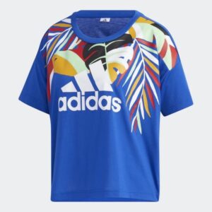 Adidas เสื้อครอปผู้หญิง Women x FARM Rio Tee | Royal Blue/White ( GD9018 )