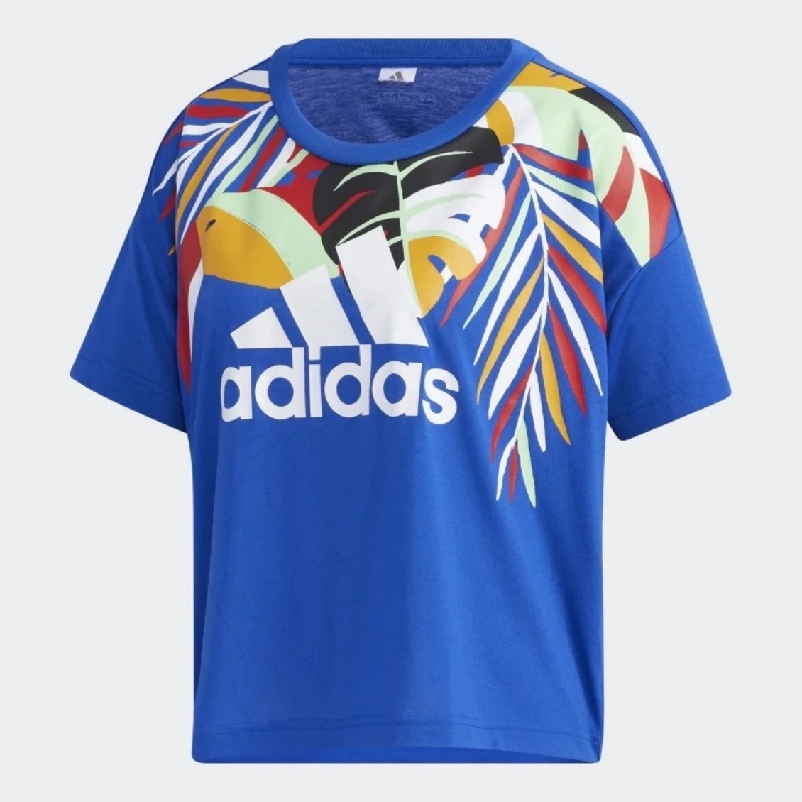 Adidas เสื้อครอปผู้หญิง Women x FARM Rio Tee | Royal Blue/White ( GD9018 )