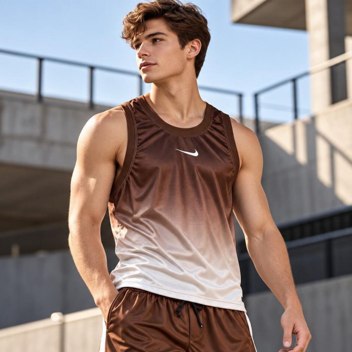 Nike เสื้อเทนนิสผู้ชาย Men's Travis Scott x Nikecourt Dri-Fit Slam Cactus Jack Reversible Tank Top | Brown /White ( 1FW2604CJBTSX ) - Image 3
