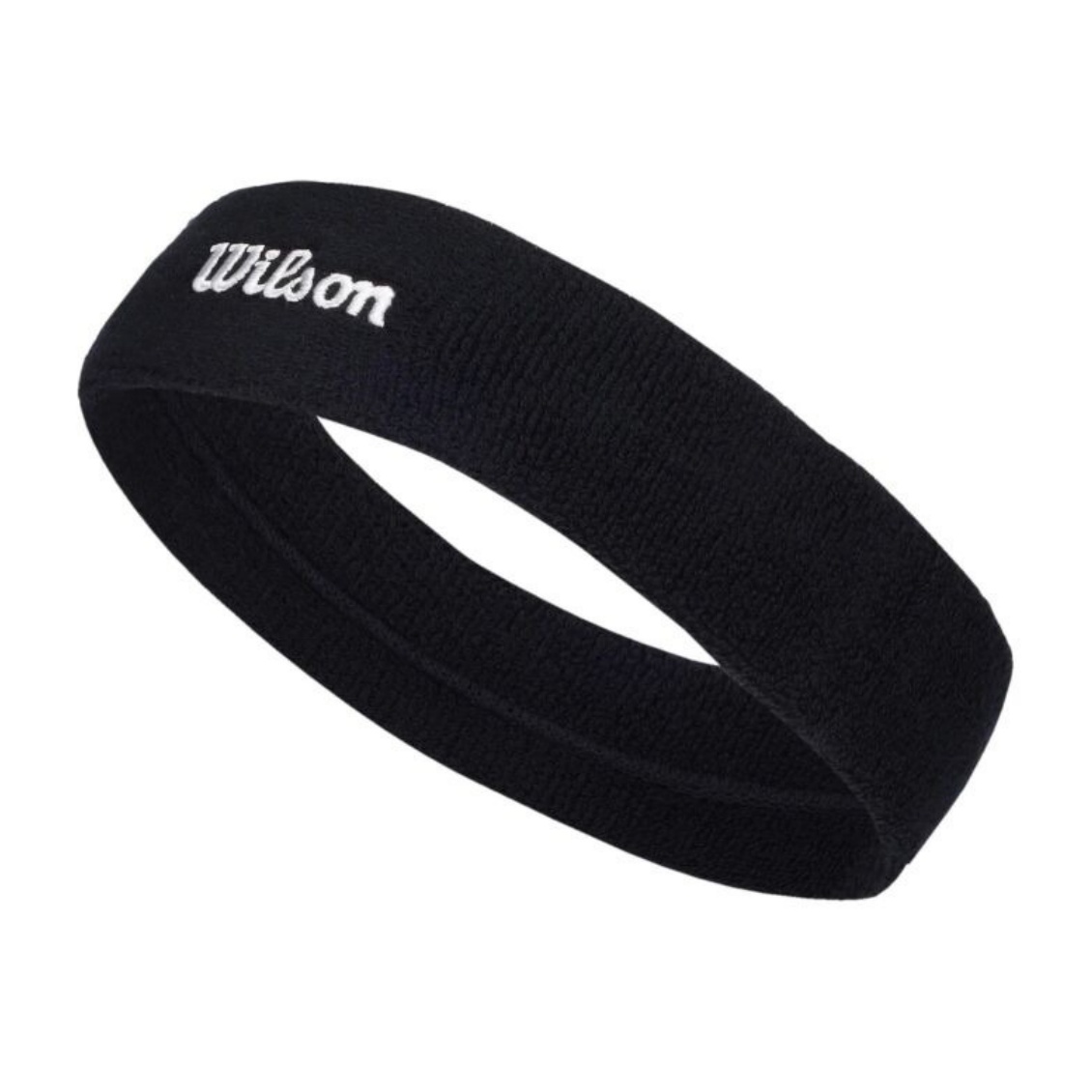 Wilson แถบรัดศีรษะเทนนิส Terry Logo Headband | Black ( WU00019431BKAOS ) - Image 2