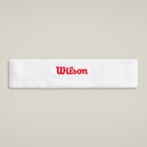 Wilson แถบรัดศีรษะเทนนิส Terry Logo Headband | Bright White / Infrared ( WU00019511WTAOS )