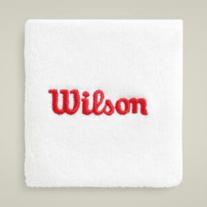 Wilson ปลอกรัดข้อมือเทนนิสแบบสั้น Terry Logo Wristband 2-Pack | White / Infrared ( WU00022511WTAOS )